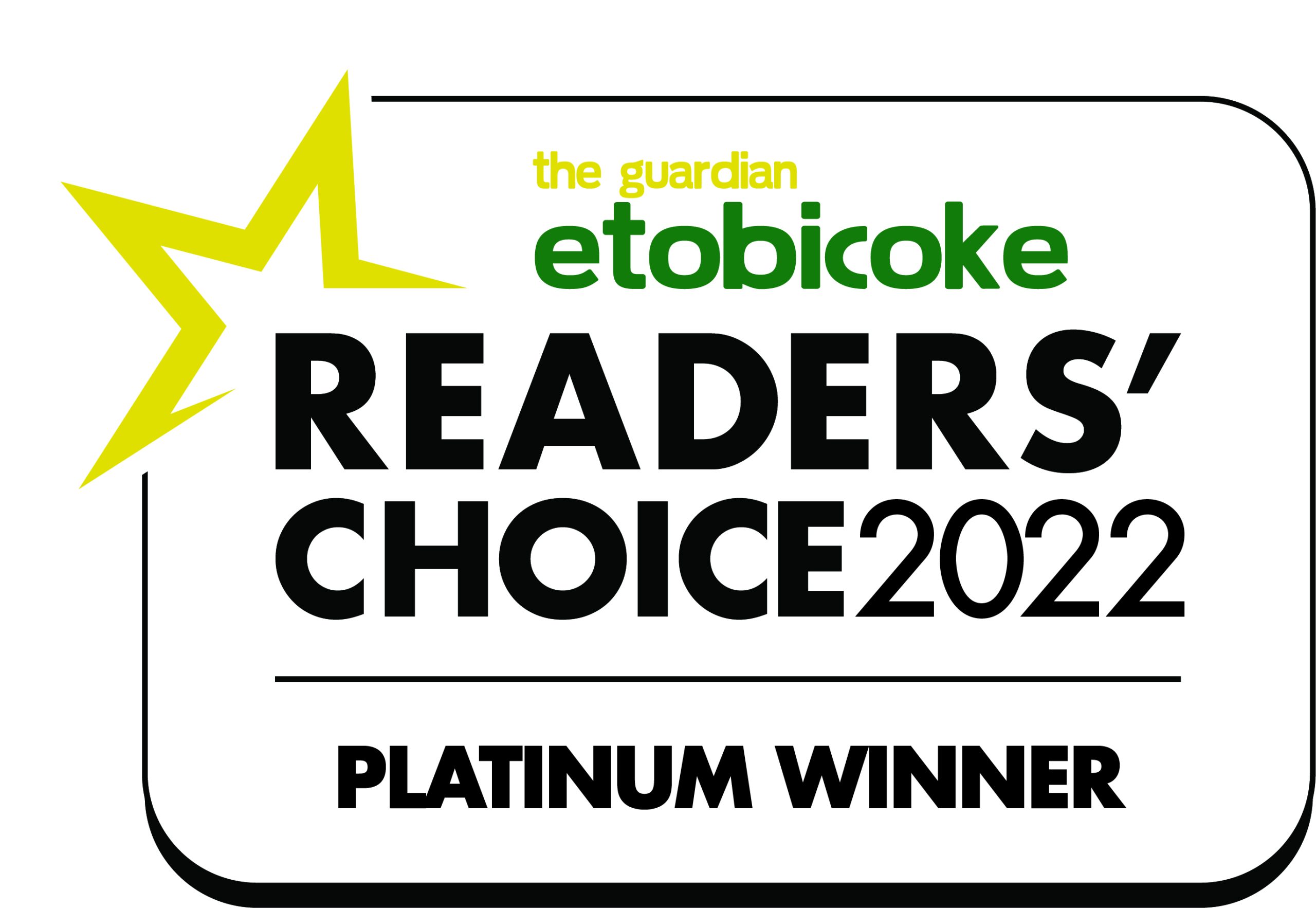 Readers Choice 2022 Platinum Winner Award - The Guardian Etobicoke